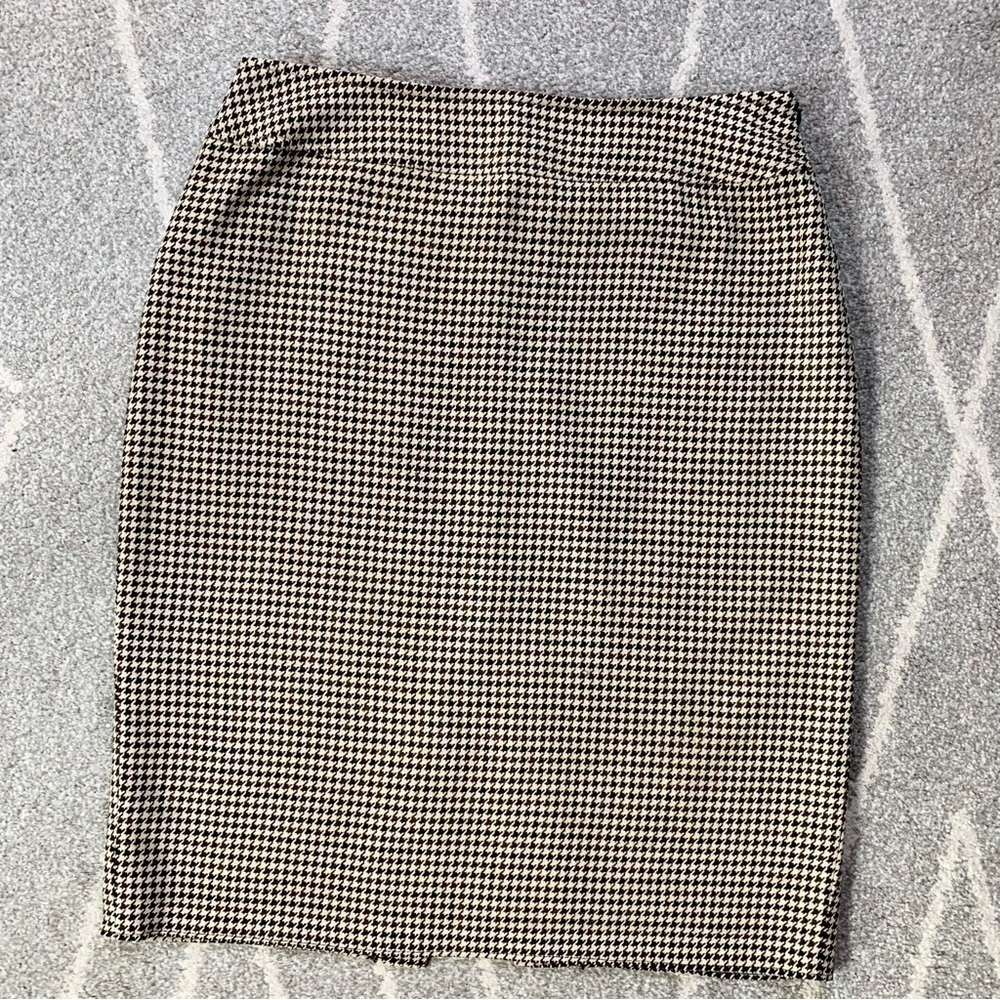 Charter Club Tan Houndstooth Rayon Wool Blend Pencil Skirt